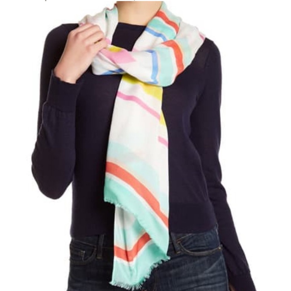 Kate Spade cape colorful stripe oblong scarf New!
